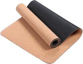 Yogamat van kurk en zwart rubber, extra breed