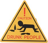 Non-branded Stalen Bordje Drunk People Driehoek 30x30x0,7 Cm Geel