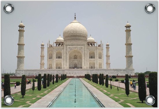 Tuinposter–Taj Mahal in India– 40x30 Foto op Tuinposter (Wanddecoratie voor buiten en binnen)