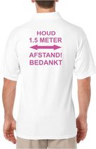 Heren Poloshirt Large - Neon Roze - Raspberry tekst 1.5 meter afstand - Corona - Bedrijfskleding