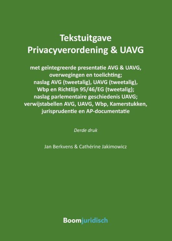 Tekstuitgaven - Tekstuitgave Privacyverordening & UAVG