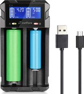 Zanflare Batterijlader - LCD Scherm - A, AA, AAA - 18650, 26650, 26500 Etc. - Intelligente Batterij Oplader - Powerbank