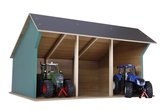Kids Globe - Hangar agricole hangar agricole pour tracteurs Bois - Ensemble de figurines de jeu - 45 x 27 x 38 - Échelle 1:32 (610193)