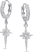 Joy|S - Zilveren ster oorbellen wishing star bedel kristal oorringen