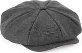 Grijze flatcap voor dames - volledig gestikt - bakerboy pet / flat cap L/XL