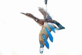 METAL HANGING FLYING DUCK  BLUE WINGS