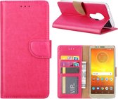 Motorola E5 - Bookcase Roze - portemonee hoesje