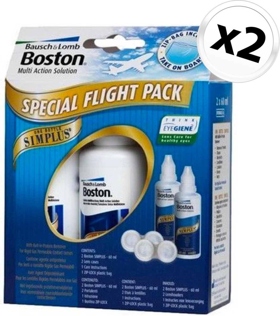 Bol Com Boston Simplus Flight Pack 2 X 60 Ml 2 Lenshouders Zip Bag Lenzenvloeistof