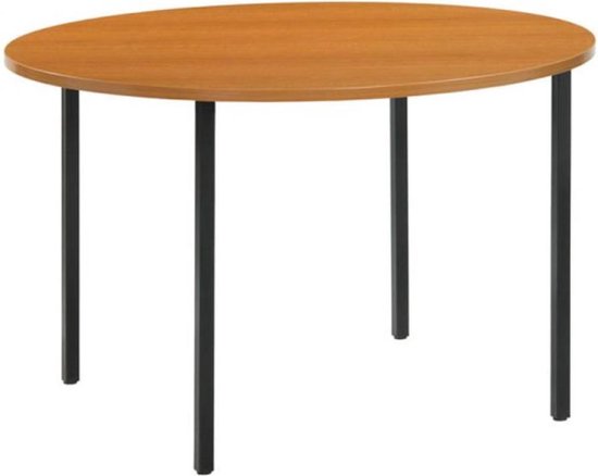 Ronde tafel - vergadertafel - voor kantoor - 120 cm rond - blad beuken -  zwart... | bol.com
