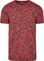 Urban Classics Heren Tshirt -L- Striped Melange Zwart/Rood