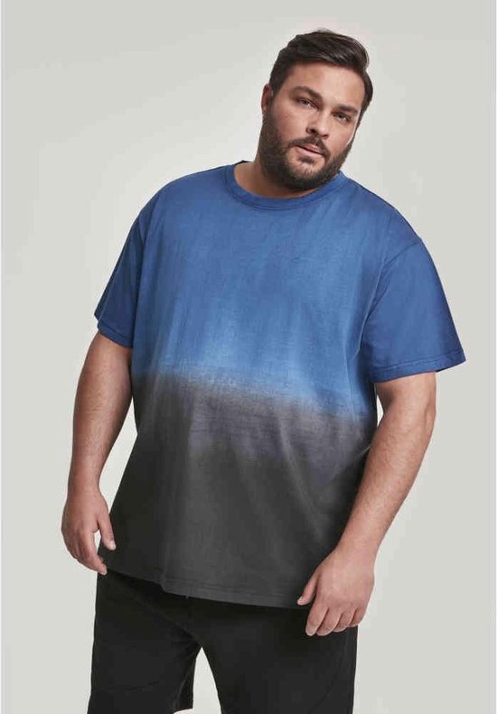 Urban Classics Heren Tshirt -L- Dip Dyed Blauw/Zwart
