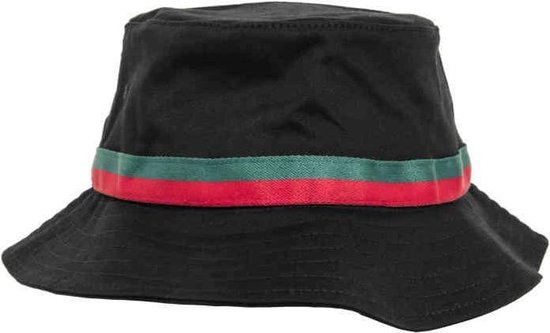 Flexfit - Stripe Bucket Hat black/firered/green one size Bucket hat / Vissershoed - Zwart