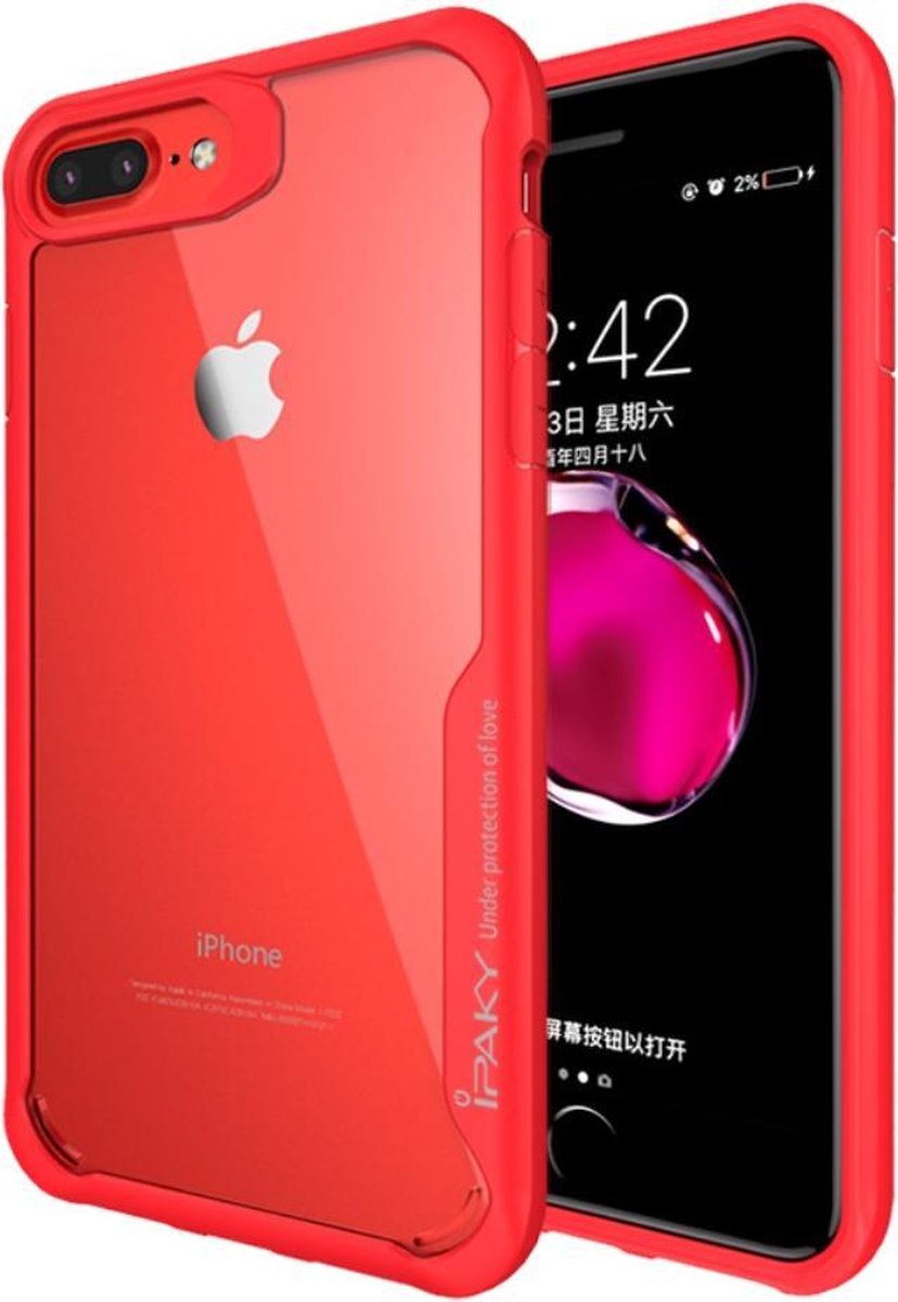 Hardcase met rode omranding voor iPhone 6/7/8 plus - transparant