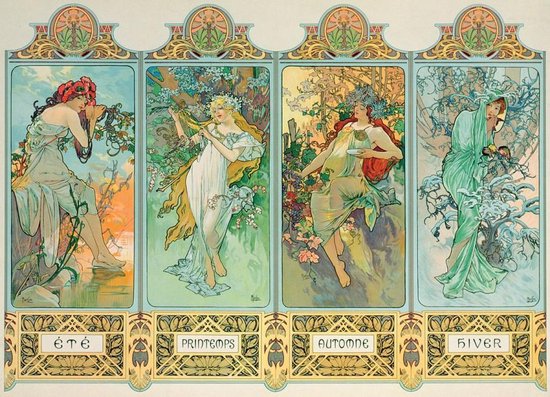 Eurographics puzzel Four Seasons - Alphonse Mucha - 1000 stukjes