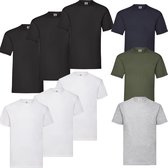 9 stuks Fruit of the Loom T-shirt diverse kleuren M