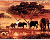 Diamond Painting 5D met kudde olifanten 24 x 18 cm