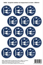 Pictogram sticker M006 - Verplicht stekker uit stopcontact te halen - 50 x 50mm - 15 stickers op 1 vel