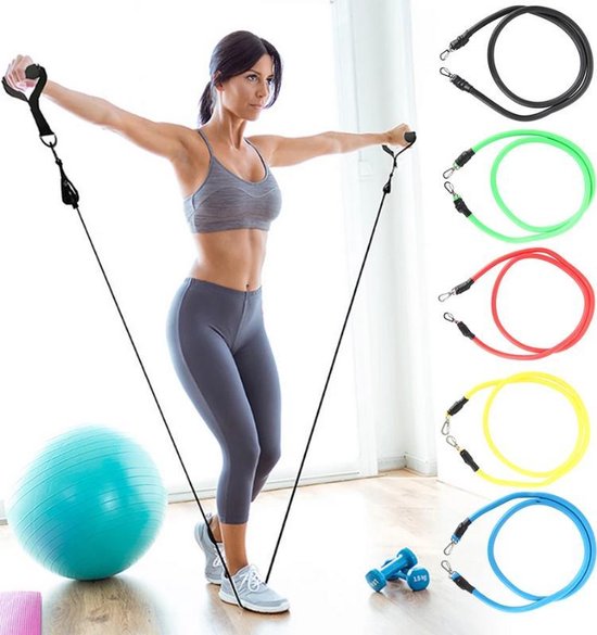 Alfa∞Fitness - Weerstandsbanden - 11 delige fitness set- weerstand  elastieken fitness- Workout set fitness - Fitness resistance band - Fitness  weerstandsbanden- Weerstand - Fitness materialen - Fitness equipments-  Fitnessmaterialen | Bestel nu!