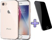 iPhone 7 & 8 Hoesje - Siliconen Back Cover & Glazen Screenprotector - Transparant