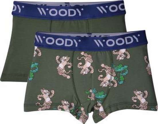 Woody boxer jongens – duopack – donkergroen + panter – 201-1-CLS-Z/032 -  maat 152 | bol.com