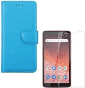 Nokia 1 Plus Portemonnee hoesje Turquoise met 2 stuks Glas Screen protector