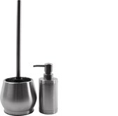 Toiletborstel RVS met Zeepdispenser - Wcborstel Rvs - RVS Toiletborstel in houder - Toiletborstelhouder - Wc borstel - Toiletborstel met houder vrijstaand - RVS geborsteld
