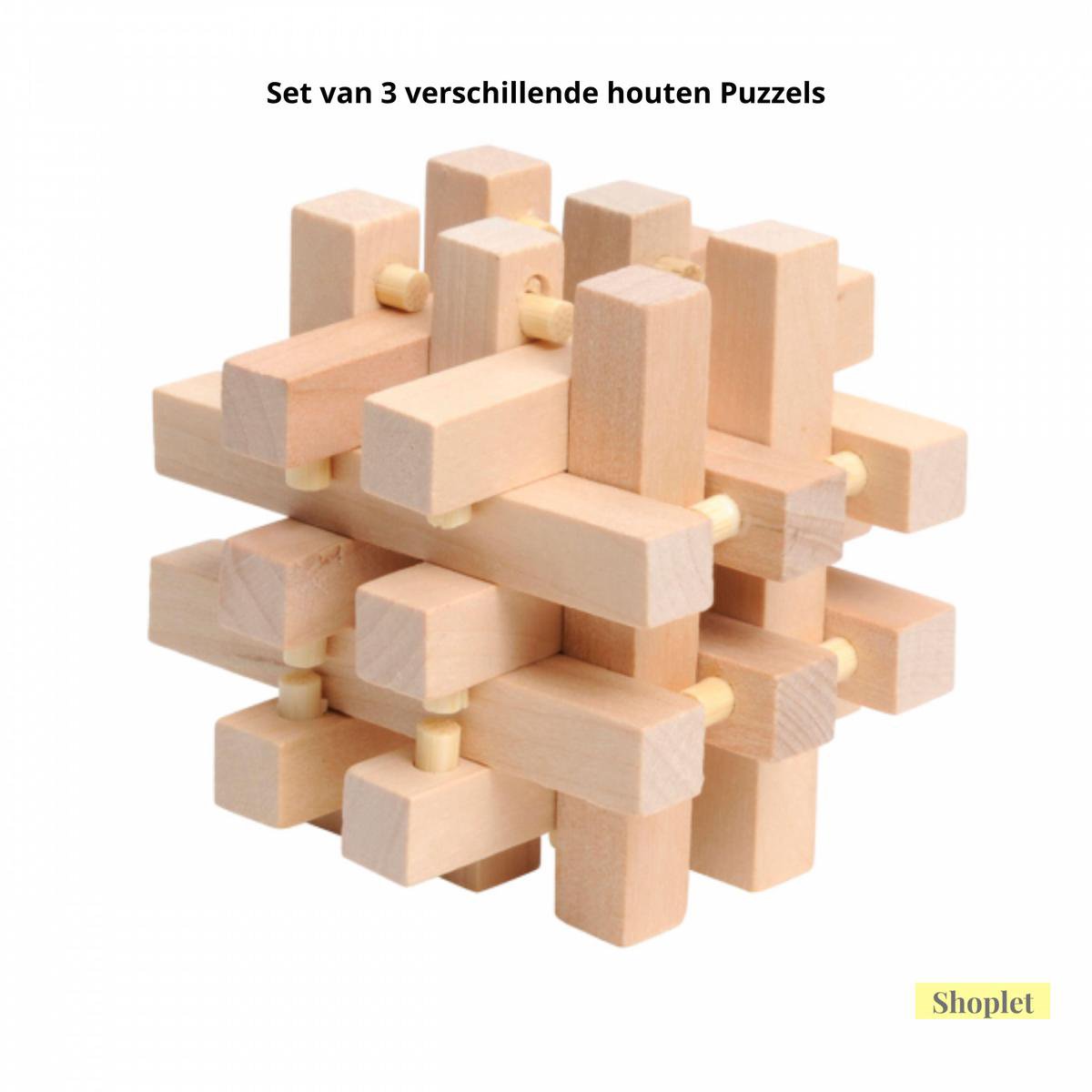 Houten Kubus Puzzel Set - Set van 3 - Willekeurige Puzzels - Denken - Brein  Puzzel -... | bol.com