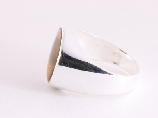 Vind zilveren ring met tijgeroog op - maart 2026