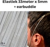 Pless® Elastiek Koord Rond - Elastisch Touw Rekkers - Voor het maken van maskers mondmasker mondkapje - 5 mm 33meter - Wit