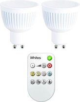 Iwhites gu10 LED lamp met afstandsbediening - 2 stuks - dimbaar - wit licht warm of koud