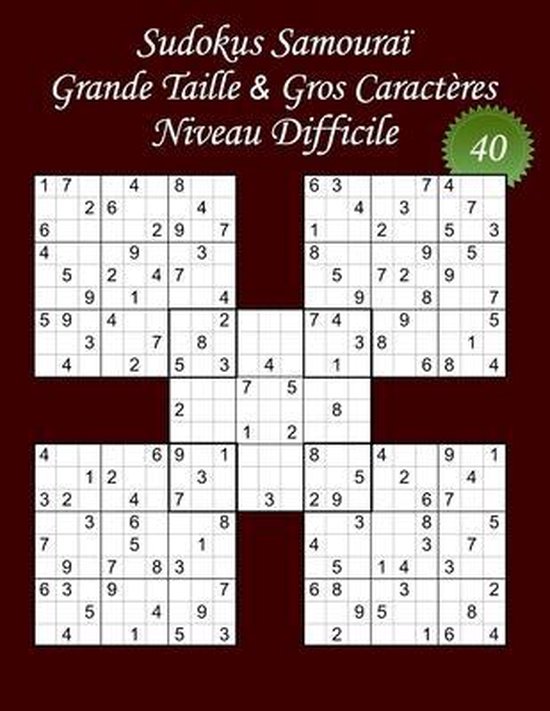 Sudoku Samouraï Difficile- Sudokus Samouraï - Grande Taill ... - cover