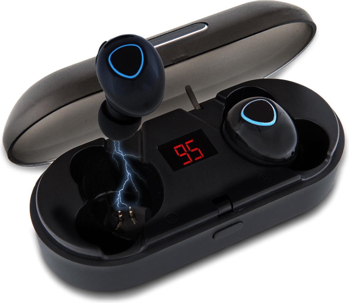 Draadloze Oordopjes - Wireless Bluetooth 5.0 Earbuds - met Oplaadcase - Waterproof - Zwart - Merkloos