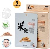 MITOMO Rice Leaven Gezichtsmasker - Face Mask Beauty - Valentijn Cadeautje voor Haar - Masker Gezichtsverzorging - Skincare Rituals - Huidverzorging Vrouwen - 3 Stuks