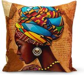Sierkussen African Woman - stijlvol en uniek woonkamer accessoires- kussens woonkamer vierkant - Binnen of buiten kussens