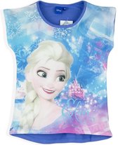 Disney Frozen - Elsa - T-shirt - Model "Elsa & Her Castle" - Blauw - 128 cm - 8 jaar - 100% Katoen