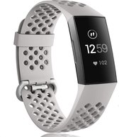 Siliconen Smartwatch bandje - Geschikt voor  Fitbit Charge 3 siliconen bandje met gaatjes - grijs - Maat: S - Horlogeband / Polsband / Armband