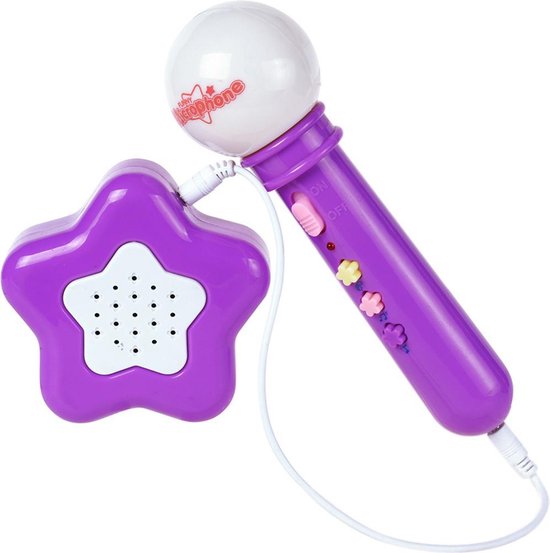 Kinder Karaoke microfoon - Kids speaker - Draagbaar - Roze popster - Paars  | bol.com