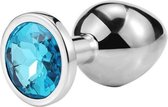 NewAgeDevi Crystal - Butt bling - Anal - Buttplug - Licht Blauw - Zilver | 28 mm