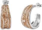 Silventi 921170008 Zilveren Oorstekers - Halve Ringen - 21mm- Glitter Brons