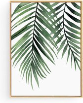 Postercity - Design Canvas Poster Palmboom Blad Groen Geschilderd / Planten Poster / Muurdecoratie / 50 x 40cm