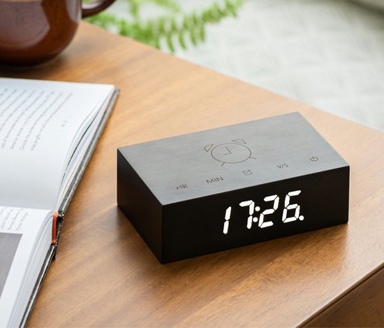 Réveil Gingko - Réveil Flip Click Clock Noir - rechargeable
