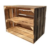 EcoDecoBox 50x30x40 Gebrand Met Legplank – Houten Opberger – Ecologisch Handgemaakt Fruitkist Met Tussenplank Natuurlijke Vintage Stijl Originele Kist Nieuwe Decoratieve Meubelstuk