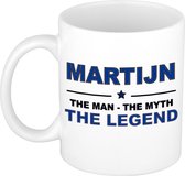 Naam cadeau Martijn - The man, The myth the legend koffie mok / beker 300 ml - naam/namen mokken - Cadeau voor o.a  verjaardag/ vaderdag/ pensioen/ geslaagd/ bedankt