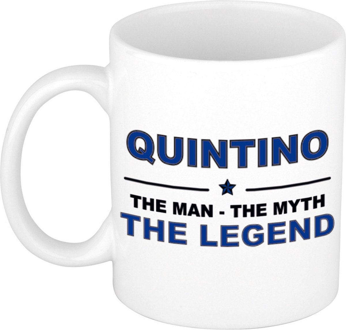Naam cadeau Quintino - The man, The myth the legend koffie mok / beker 300 ml - naam/namen mokken - Cadeau voor o.a verjaardag/ vaderdag/ pensioen/ geslaagd/ bedankt - Bellatio Decorations