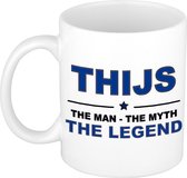 Naam cadeau Thijs - The man, The myth the legend koffie mok / beker 300 ml - naam/namen mokken - Cadeau voor o.a  verjaardag/ vaderdag/ pensioen/ geslaagd/ bedankt