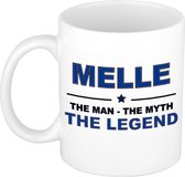Naam cadeau Melle - The man, The myth the legend koffie mok / beker 300 ml - naam/namen mokken - Cadeau voor o.a verjaardag/ vaderdag/ pensioen/ geslaagd/ bedankt