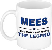 Naam cadeau Mees - The man, The myth the legend koffie mok / beker 300 ml - naam/namen mokken - Cadeau voor o.a verjaardag/ vaderdag/ pensioen/ geslaagd/ bedankt