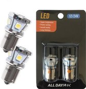 BA15S LED lamp oranje (2 stuks) 12-24 Volt