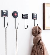 Handdoek haken | Retro ophanghaak | zelfklevend | Cassette, floppy & vinyl | handdoekhouder | Muur Haak Hanger | Rvs Muur Haken | Kleding Jas Sleutel Hanger | Haak keuken & Badkame