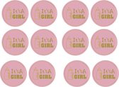 Geboorte sticker zegel meisje geboren - Sluitsticker - Sluitzegel | Geboortekaart - Envelop | 24 stuks | It's a Girl | Envelop sticker | Cadeau - Gift - Cadeauzakje - Traktatie - B